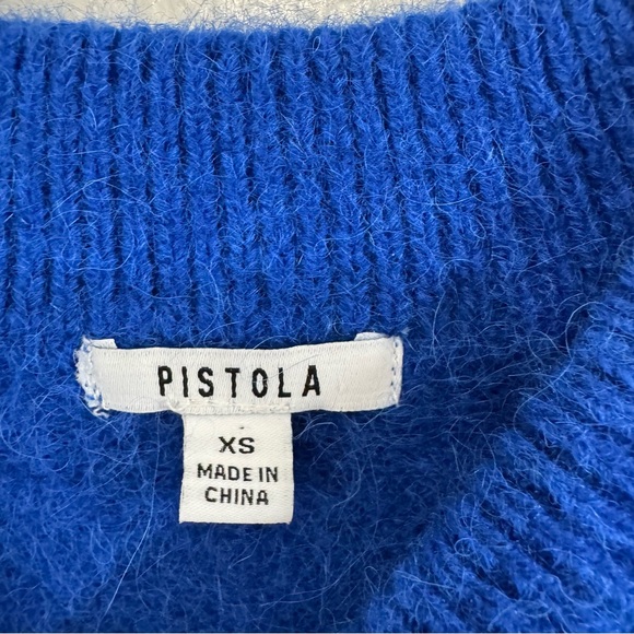 Pistola Sara Shrunken Crewneck Sweater Alpaca Blend in vibrant "Azure Blue - Picture 12 of 13